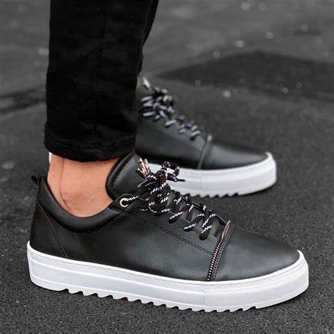 black low top designer sneakers.